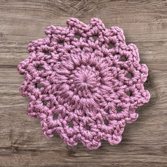 5/$25 Set of 4 Handcrafted Pink Crochet Coaster - Picture 3 of 9
